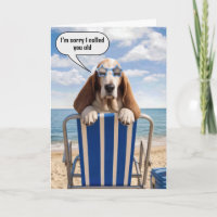 Birthday Humour Basset Hound on Beach Chair