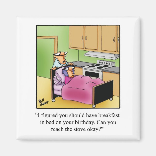 Birthday Humour Breakfast In Bed Magnet (Front)