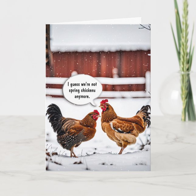 Birthday Humour Chickens In Snowflakes Card (Front)