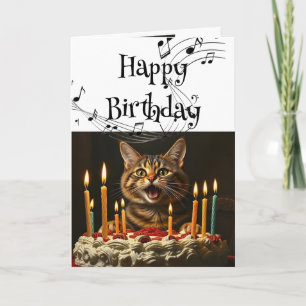 Birthday Humour Cute Singing Cat to cheer You Card