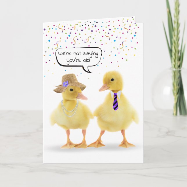Birthday Humour Ducklings and Confetti Card (Front)