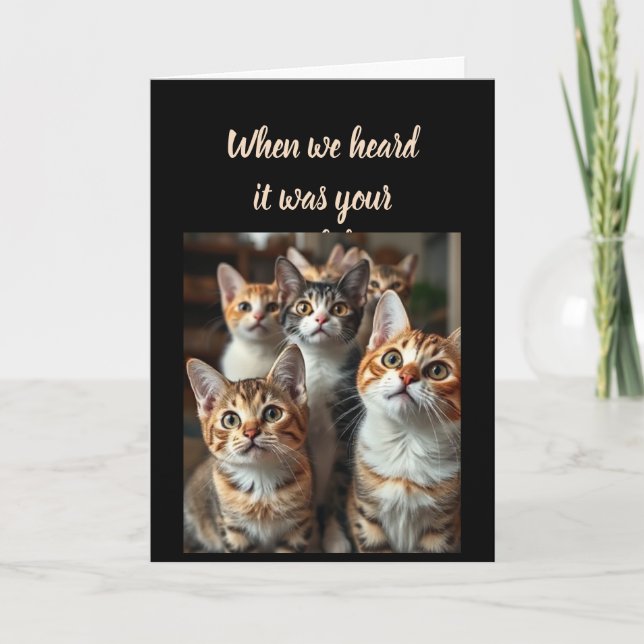 Birthday Humour From all of Us Cute Cats Card (Front)