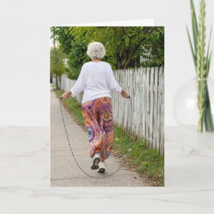 Birthday Humour Old Lady Jumps Rope  Card