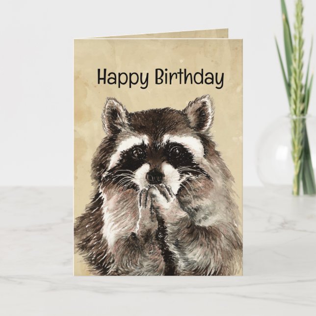 Birthday Humour Racoon Animal Lover Card (Front)