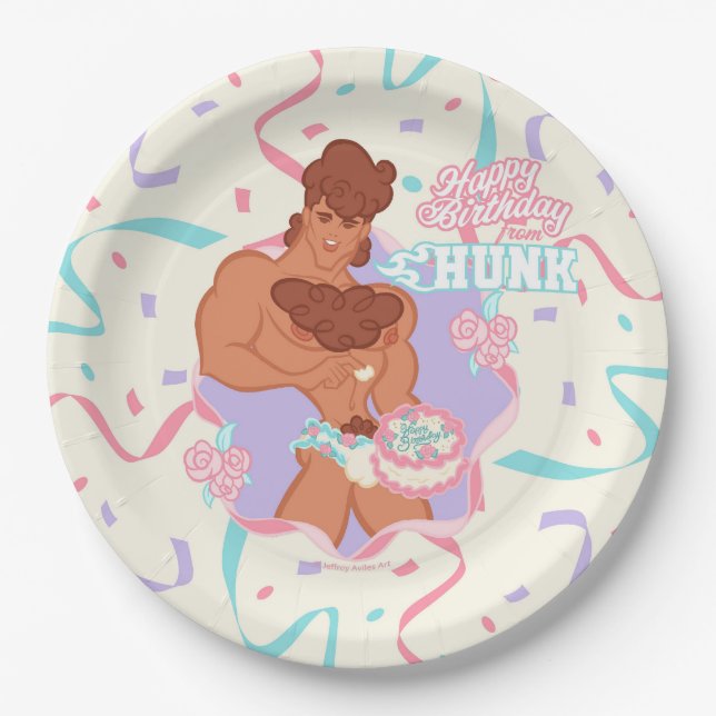 Birthday Hunk Paper Plate (Front)