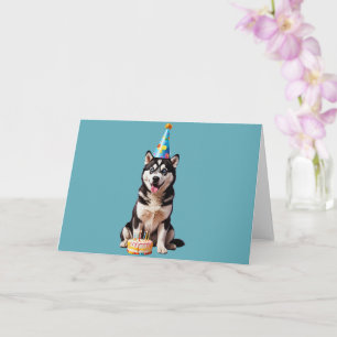 Birthday Husky Dog Card