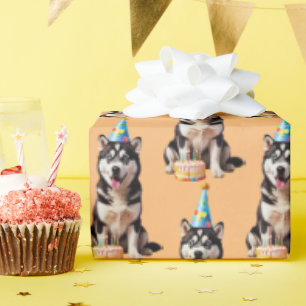 Birthday Husky Dog Wrapping Paper