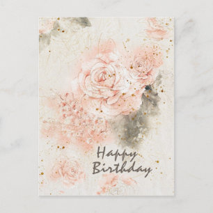 Birthday "I Have Loved You" Bible Verse Pink Rose Postcard