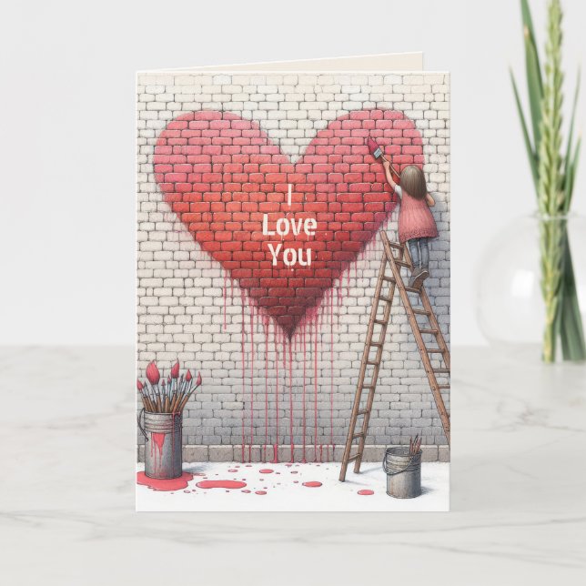 Birthday I Love You Heart Mural Card (Front)
