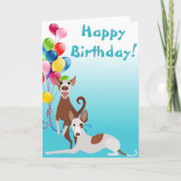 Birthday Ibizan Hound Dog Animal with Balloons