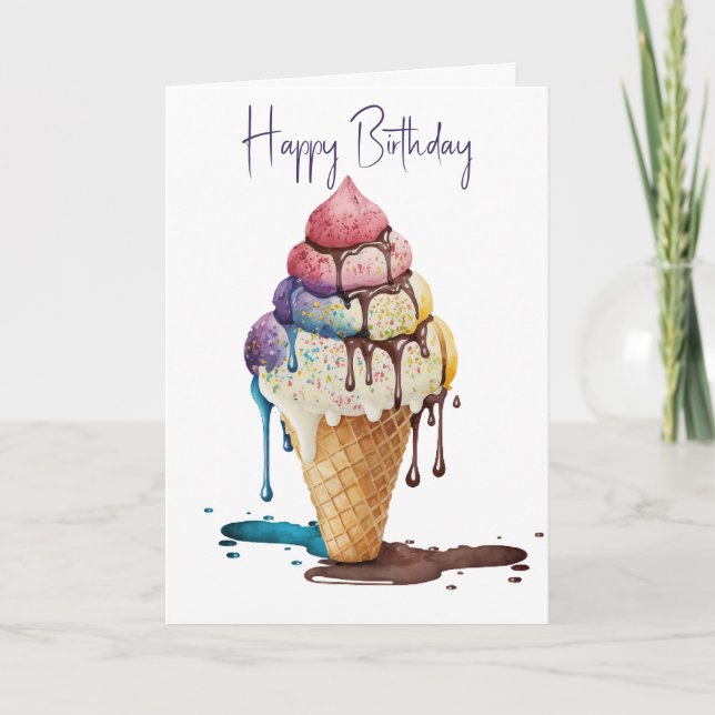 Birthday Ice Cream Cone Card (Front)