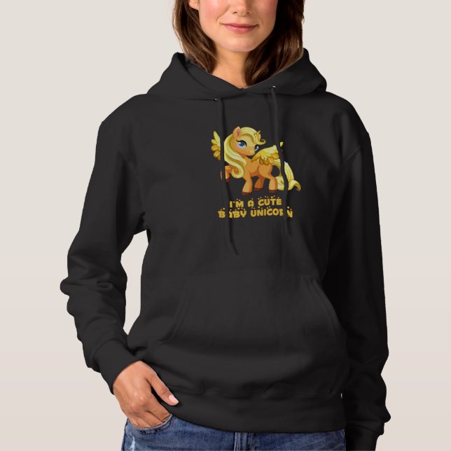 Birthday   I'm A Cute Baby Unicorn Golden Colour Hoodie (Front)