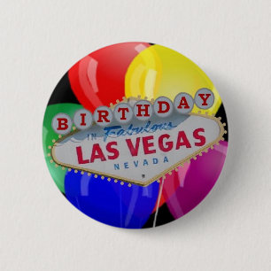 Birthday IN Fabulous Las Vegas Button - Balloons