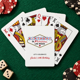 Birthday in Fabulous Las Vegas White Playing Cards