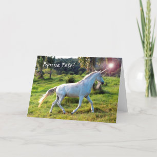 Birthday in French (Canadian), Magical Unicorn Card