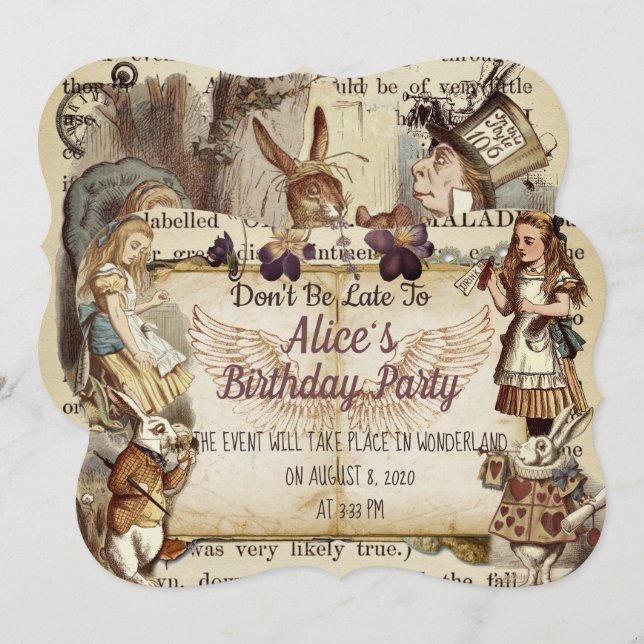 Birthday in Wonderland Invitation (Front/Back)