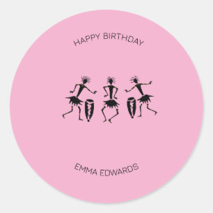 Birthday, Inspirational Dancers Silhouette Classic Round Sticker
