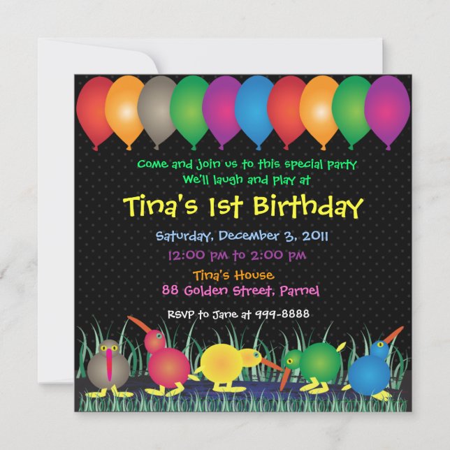 Birthday Invitation: 010 Kiwi Invitation (Front)