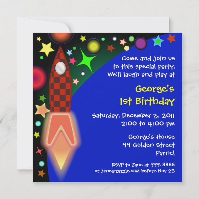 Birthday invitation : 014 Outer space (Front)