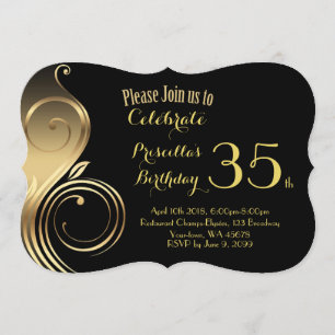 Birthday Invitation,any age,Gatsby style, black Invitation