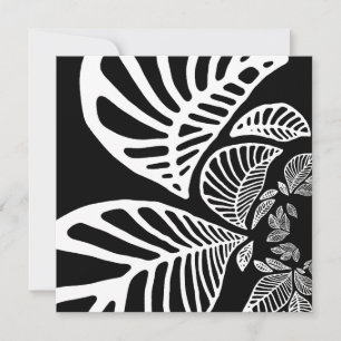 Birthday Invitation Black & White Leaf