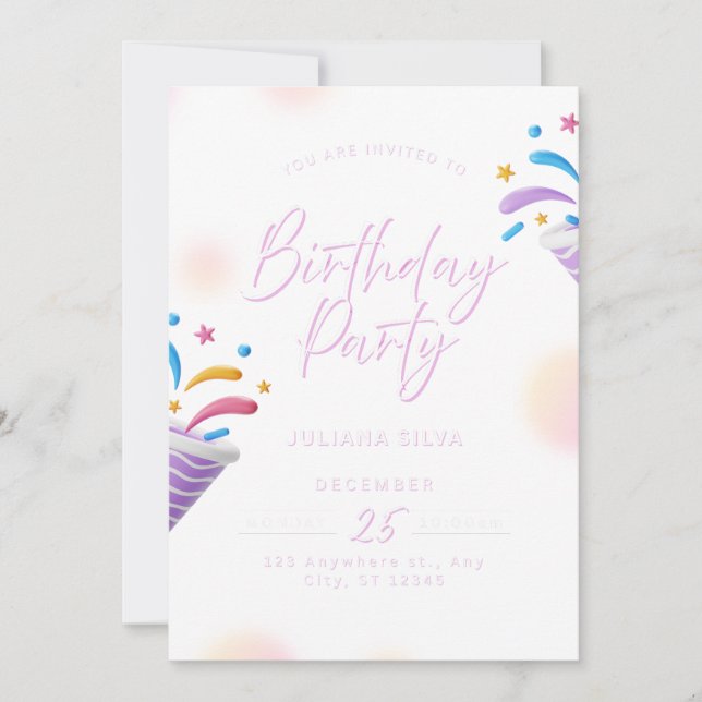 Birthday Invitation Blue Modern Party Design (Front)