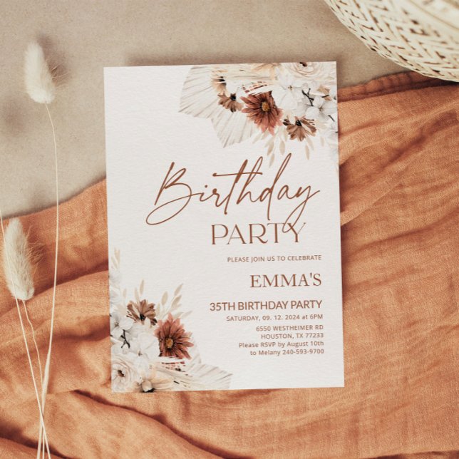 Birthday Invitation Boho Pampas (Creator Uploaded)