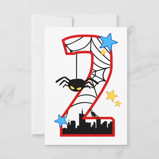 Birthday Invitation Card 2 years spider (Front)