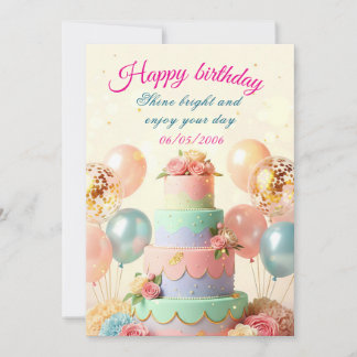 Birthday Invitation Card,Elegant & Customisable