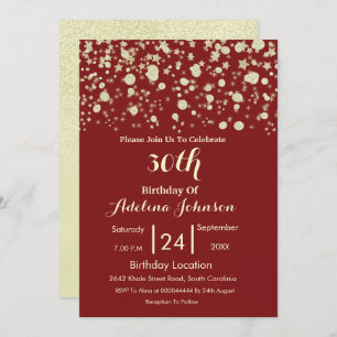 Birthday Invitation Creamy Elegant Royal Red
