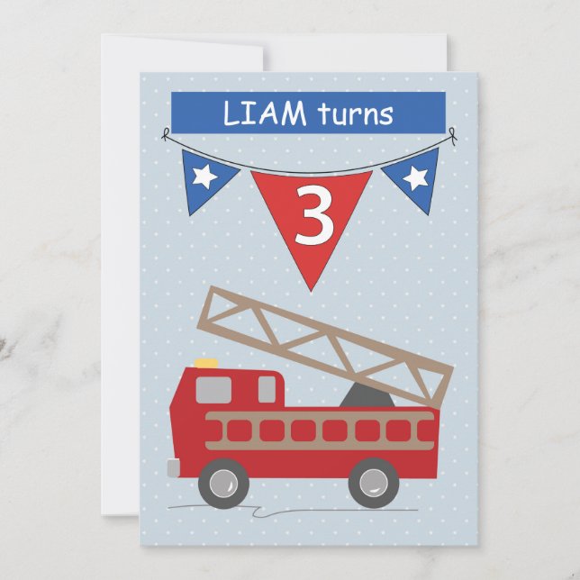 Birthday Invitation Custom Name, Matthew Age, 3 Bi (Front)