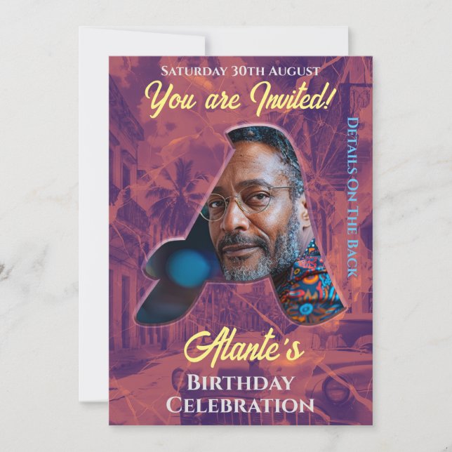 Birthday Invitation Customisable Intital Design (Front)