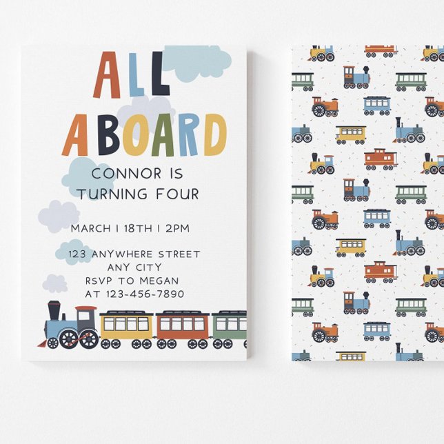Birthday Invitation Editable Template Modern Train (Creator Uploaded)