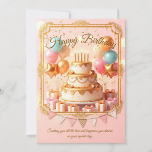 Birthday Invitation: Elegant Cake & Balloons Celeb Invitation