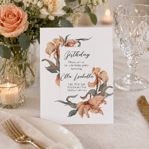 Birthday Invitation Elegant Floral Neutral Botanic