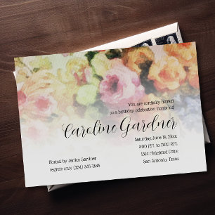 Birthday Invitation Flowers on Watercolor Paper