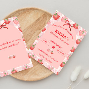 Birthday Invitation Girl   Sweet as a Strawberry