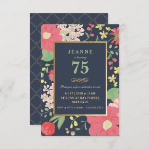 Birthday Invitation - Gold, Elegant Floral