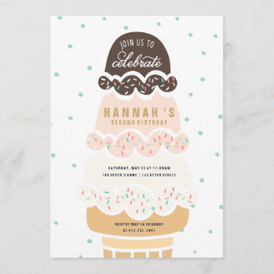 BIRTHDAY INVITATION - ICE CREAM CONE SCOOPS