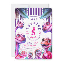 Birthday Invitation Kids Watercolour Dinosaur