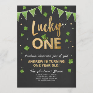 Birthday Invitation Lucky One First Birthday Gold