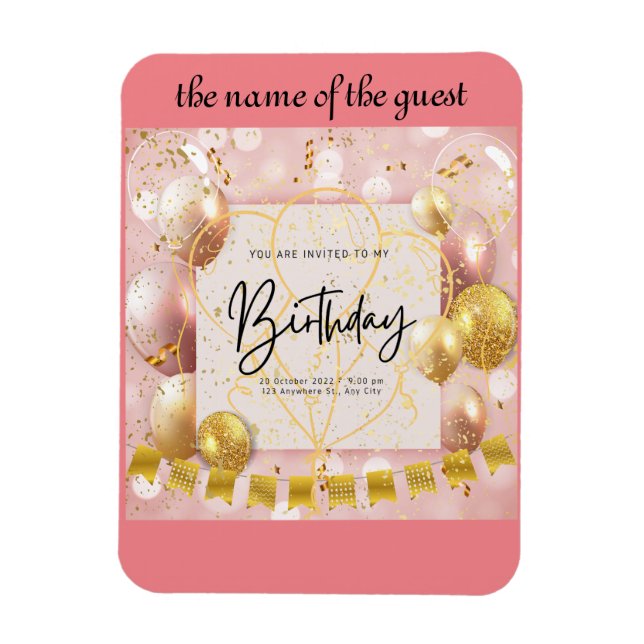 birthday invitation magnet (Vertical)