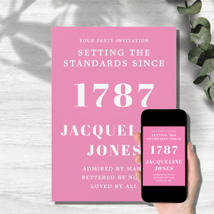 Birthday Invitation Pink And White 