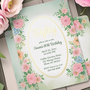 Birthday Invitation Pink Spring Watercolor Floral