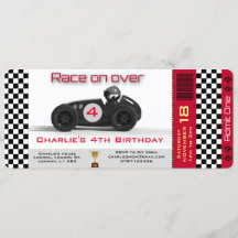 Birthday Invitation Racing Car Theme personalized