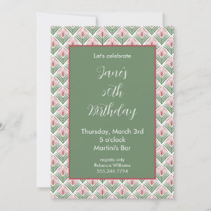 Birthday Invitation Red and Green Floral