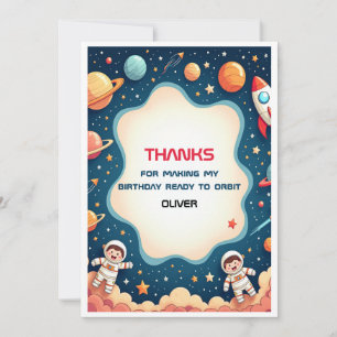 Birthday Invitation Space Astronaut Thank You Card