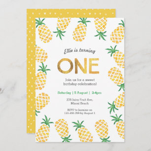 Birthday Invitation   tropical pineapple