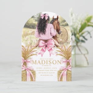 Birthday Invitation with Black Girl Riding Horse