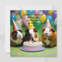 Birthday Invitation With Party Guinea Pigs,